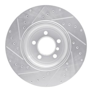 BMW 750LI Brake Rotor (1) - Rear Right - R1 Concepts - Drilled & Slotted - Silver - `05-`08
